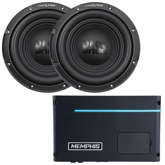 Memphis PRXA600.1 Power Reference Series Mono Subwoofer Amplifier and Two Alpine W12S4 12-inch Single 4 Ohm Subwoofers