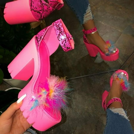 

Women Shoes Women s Fashion Casual Open Toe Platforms Wedges Sandals High Heels Shoes Pink 6.5