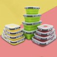 thumbnail image 3 of 1PCS Rectangle Foldable Silicone Lunch Box Refrigerator Microwave Oven Lunch Box Storage Boxes Outdoor Food Taper Lonchera grey pink 1, 3 of 6