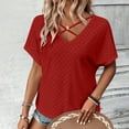 thumbnail image 4 of Giftesty Blouses for Women Dressy Casual Women's Fashion Solid Color Short-sleeved V-neck Loose Casual Tops, 4 of 8