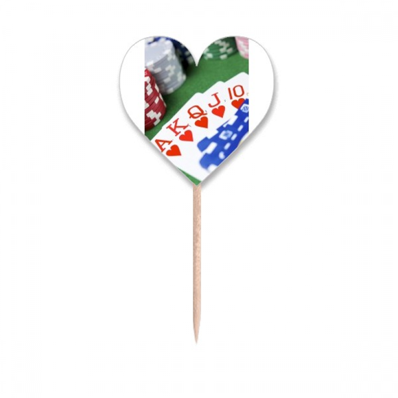 Flush Hearts Gambling Poker Photo Toothpick Flags Heart Lable Cupcake Picks