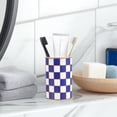 thumbnail image 3 of CATPAN Checkered Bathroom Toothbrush Holder, Bathroom Black and White Ceramic Toothbrush Holder, Modern Toothbrush Box, Used for Bathroom countertop Storage Rack, Checkered Bathroom Decoration (Blue), 3 of 18