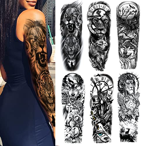 Extra Temporary Animal Tattoo Black Tattoo Full Arm Sleeve Temporary Tattoo Stickers Body Atr