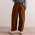 thumbnail image 3 of LLYwey Winter Tights for Women On Sale Clearance Ladies Casual Solid Color Pocket High Waist Straight Leg Pants Casual Pants New Winter Pants Coffee M, 3 of 6