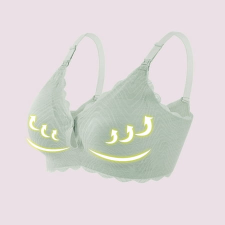 Nexjvus Nursing Bras for Breastfeeding Wirefree Front Open Front Open Button Breathable Comfortable Bra Lace Bra Size M-XXL