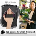 thumbnail image 6 of Decase Shockproof Case for iPad 9th/ 8th/ 7th Generation 10.2", Military Grade Protection Rotating Stand Hand Strap Shoulder Strap Kids Friendly Bumper Rugged Case for iPad 10.2 inch 2021-2019,Black, 6 of 9