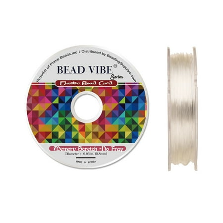 Elastic Bead Cord, Beadvibe Series Memory Stretch Non Fray, Clear 0.8mm Diameter