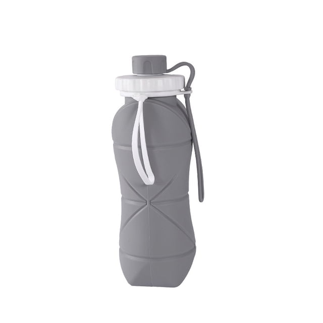 Taza de agua plegable de silicona, portátil, telescópica, para deportes al aire libre, 600 ml, taza de agua de viaje de gran capacidad, taza térmica