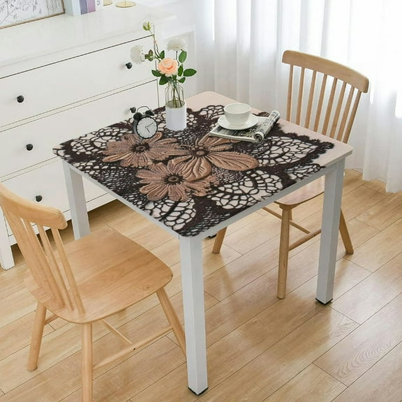 Deluxe Elastic Edged Flannel Backed Vinyl Fitted Table Cover - Pattern - Fits Square Tables