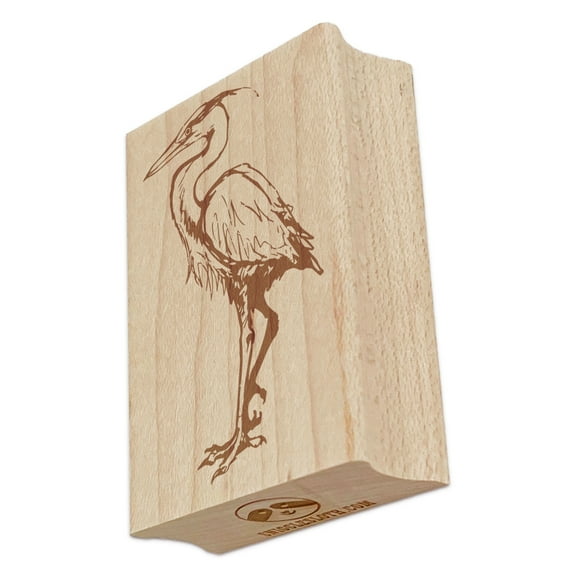 Great Blue Heron Tall Water Bird Rectangle Rubber Stamp Stamping Scrapbooking Crafting - Small 1.7in