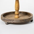 thumbnail image 3 of Contemporary Home Living 18.5" Brown and Silver 2-Tier Unique Wooden Round Serving Tray, 3 of 4