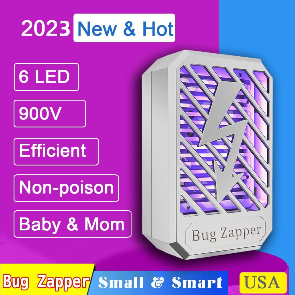 2 Pack Bug Zapper,Plug-in Electronic Mosquito Killer Night Light, Eliminates Gnats Fruit Flies Flying Pests,White&White