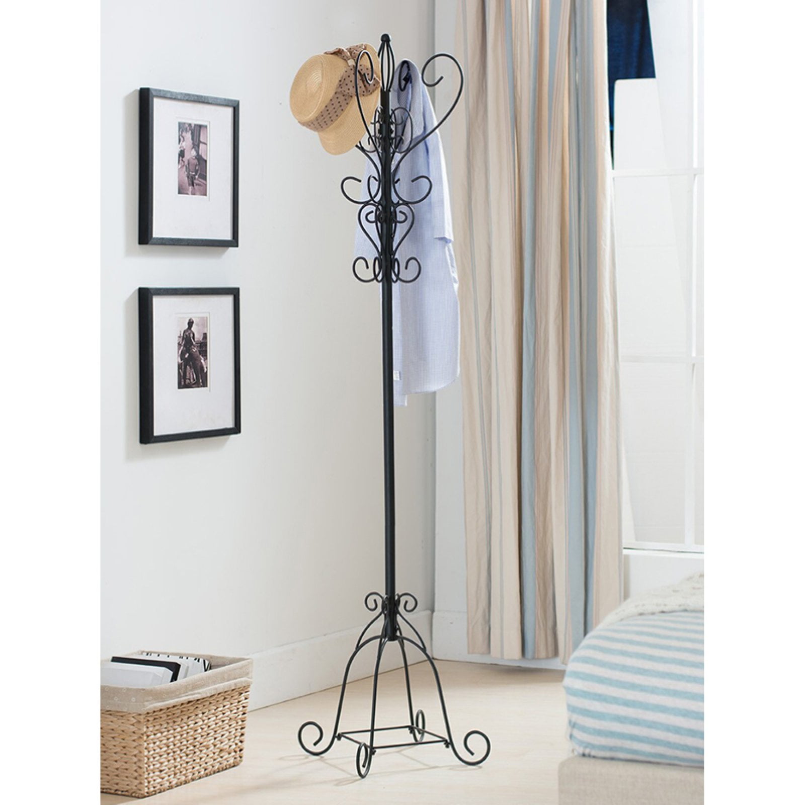 K & B Furniture Scrolling Metal Coat Rack 69H in.
