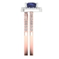 thumbnail image 3 of Clara Pucci 18K Rose/White Gold Round Cut 1Ct Simulated Blue Sapphire Engagement Ring + Matching Band - Luxury Box Included, 3 of 7
