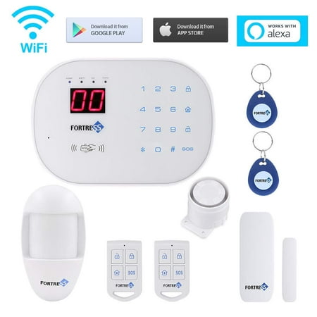DIY Security System App Controlled Updated S03 WiFi and Landline Security Alarm System Starter Kit Wireless DIY Home Security System by Fortress Security Store- Easy to (Best Self Install Home Security System)