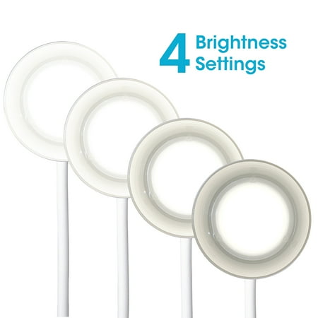 OttLite - Clarify LED Desk Lamp with 4 Brightness Settings and Adjustable Neck - White