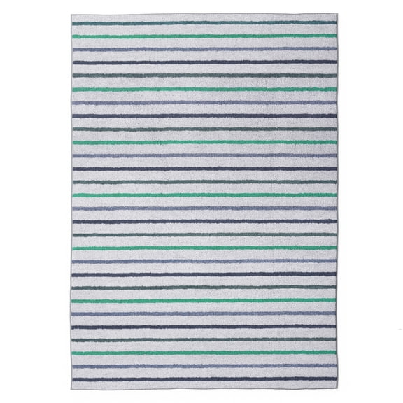 Mainstays Kids Tufted Blue and Green Stripe Area Rug, 5' x 7'