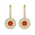 thumbnail image 3 of 1.35 ct Lever-Back Drop Dangle Earrings for Women | 4.5mm Round Cut Simulated Red Diamond | 14K Yellow Gold, 3 of 5