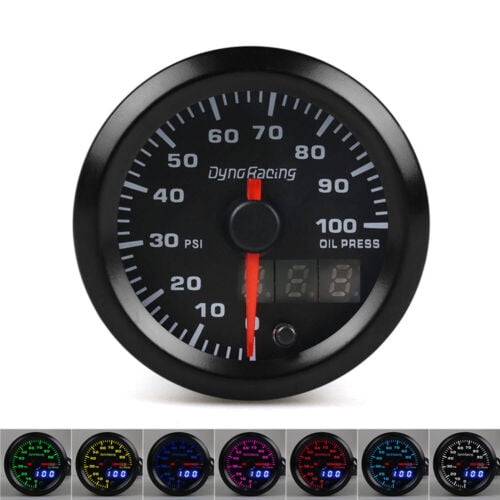 2" 52mm Digital & Pointer 7 Color LED 0-100 Psi Oil Pressure Gauge Meter Sensor