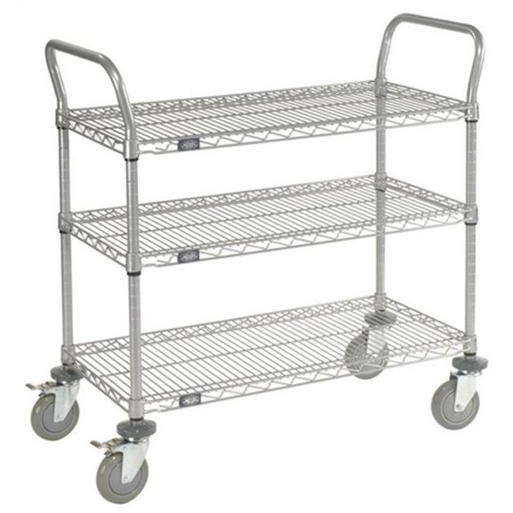 Nexel Industries 2430P3CB 24 x 30 x 3 in. Shelf Utility Cart-Polyurethane Caster in Chrome Finish, Chrome