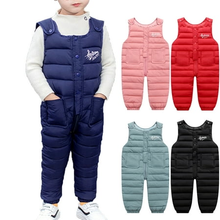 

GYRATEDREAM Toddler Kids Baby Boy Girl Lightweight Bib Overall Down Snowsuit Winter Snow Pants/12-18 Months