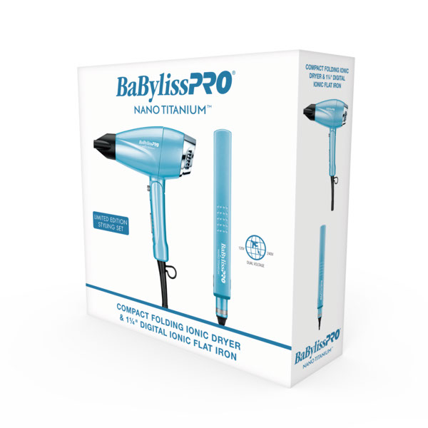 BaBylissPRO® Nano Titanium™ Limited Edition Compact Folding Ionic Dryer & 1.25" Digital Ionic Flat Iron Prepack