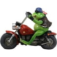 thumbnail image 6 of 10"L Born To Ride Patriotic USA Biker Frog Riding Red Chopper Motorcycle Statue, 6 of 7