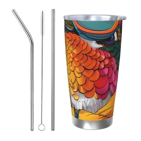 

Ocsxa Hip Hummingbird In Jacket Pattern 20oz Travel Coffee Mug with Flip Lid Stainless Steel Insulated Insulated Coffee Mug Thermal Cup with Splash Proof Sliding Lid-Straw Three-piece Set