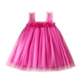 thumbnail image 2 of Spazoro Toddler Girls Dresses, Solid Color New Style Round Neck Short Sleeve Princess Dress for Child Girls Hot Pink Size 2 T, 2 of 4