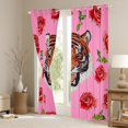 thumbnail image 3 of Feelyou Jungle Wildlife Tiger Blackout Curtains Set of 2 (52x84 Each) for Kids, Rose Flower Floral Window Curtains, Pink Cartoon Animal Theme Curtains and Drapes, Black Out Curtains Decor, 3 of 6