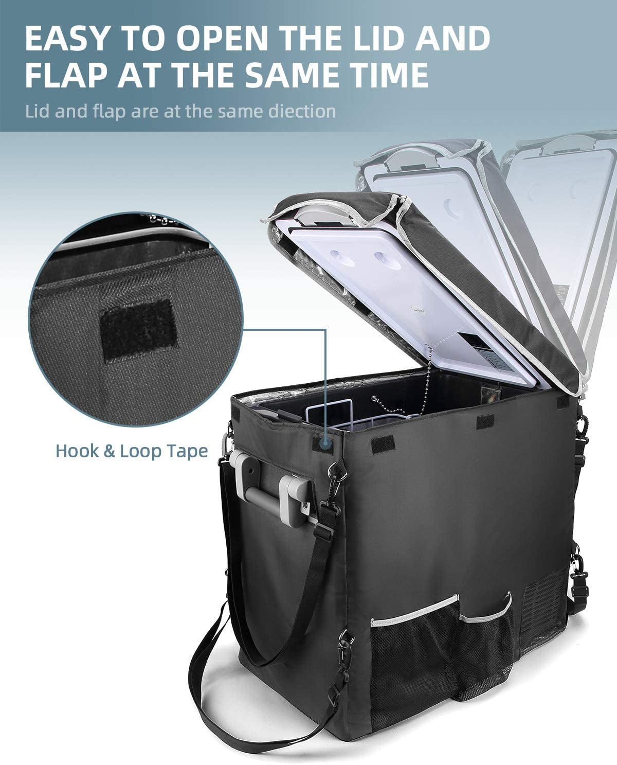 53 Quart Insulated Protective Cover for Portable Car Refrigerator -  Weatherproof  with Storage Pockets