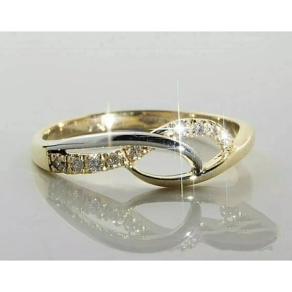 Sparkle Jewels 14K Two-Tone Gold Finish 1.00Ct Round Cut Cubic Zirconia Engagement Women Ring