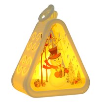 Yucurem Christmas Hanging Triangle Lantern with LED Lights, Light Up Christmas Theme Night Light for Christmas Tree & Home Decor Gifts (White Snowman)