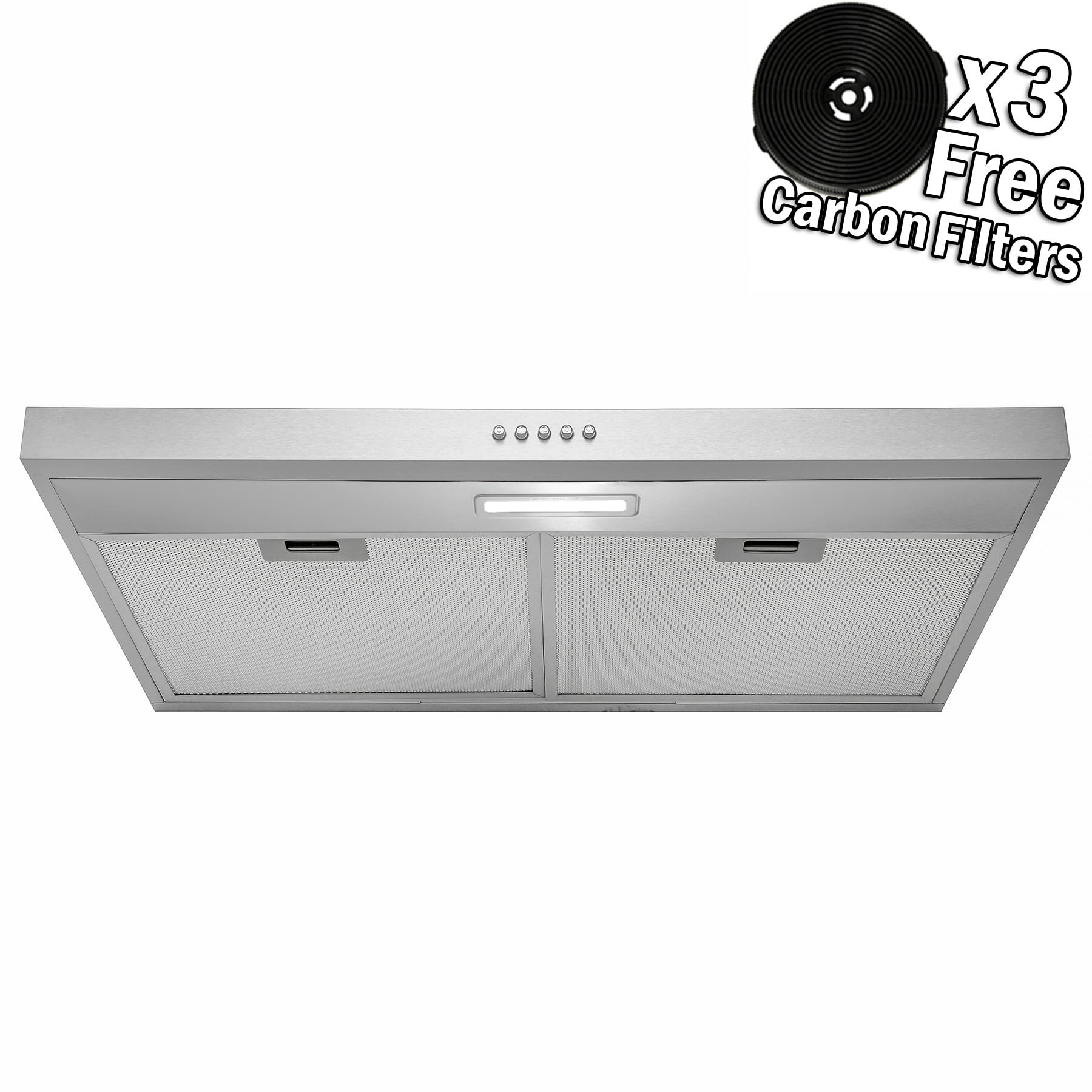 58 CFM Convertible Under Cabinet Range Hood with Light in Brushed AKDY 36 in 