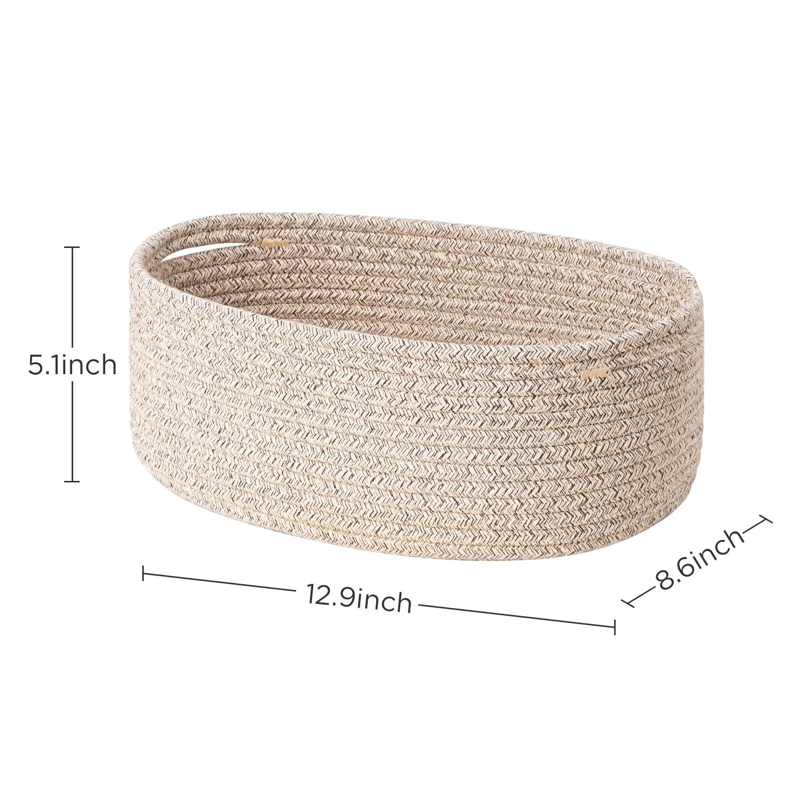HBlife Shelf Storage Baskets for Organizing - Cotton Rope Baskets with Handles - Small Empty Decorative Gift Baskets for Storage Toys - Set of 3 - Brown
