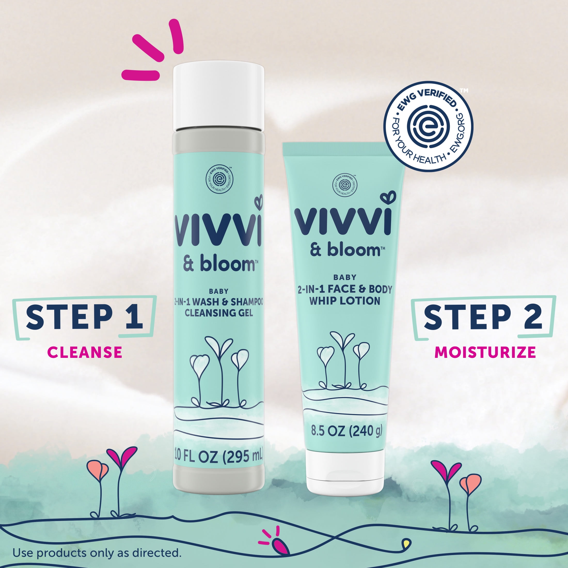 Vivvi & Bloom Gentle 2-in-1 Face and Body Whip Lotion for Baby and Toddler, Lightly Scented, 8.5 oz
