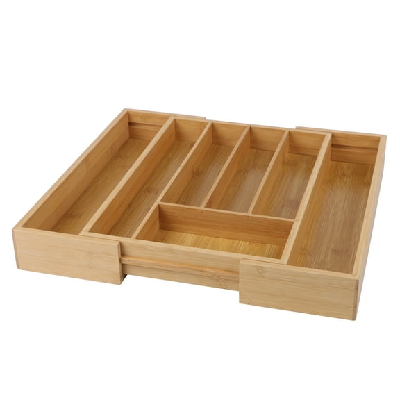 Bamboo Expandable Drawer Organizer - Perfect Size for Cutlery and Kitchen Utensils -Expandable from 10” to 15.7”