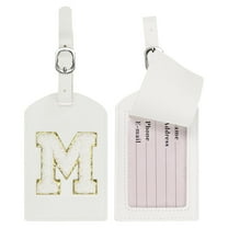 Uxcell Initial Luggage Tags for Suitcases [2PCS] - Identifier Name Baggage Tag - [PU Leather - Letter M] Monogrammed