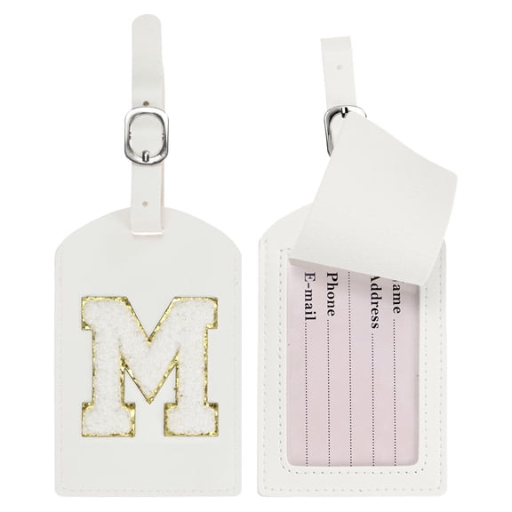 Uxcell Initial Luggage Tags for Suitcases [2PCS] - Identifier Name Baggage Tag - [PU Leather - Letter M] Monogrammed