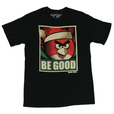 Angry Birds (Hit App) Mens T-Shirt  - Be Good Angry Santa Bird Image on (Best T Shirt Design App For Iphone)