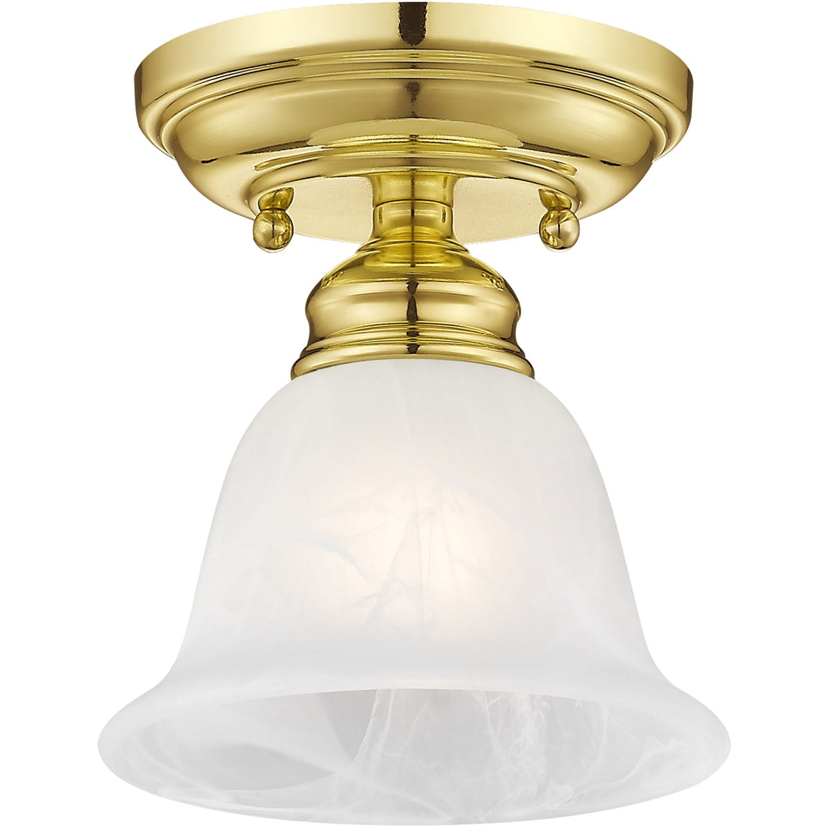 1 Light Polished Brass Ceiling Light fixture with White Alabaster Glass Shade