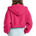 thumbnail image 6 of Gealkoca Girl's Zip Up Cropped Hoodie Crop Top Sweatshirt Drawstring Long Sleeve Jacket Kid's Solid Color Casual Zippered Hooded Sweatshirt 5-15Y, 6 of 6