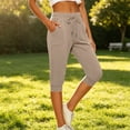 thumbnail image 6 of Diufon Pull On Capris for Women High Waist Drawstring Golf Yoga Cropped Pant Running Jogger Capri Pants with Pockets, 6 of 8
