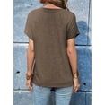 thumbnail image 4 of Womens Short Sleeve Henley Tops V Neck Dressy Casual Loose Fit Shirts Brown XL, 4 of 5