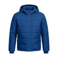 thumbnail image 5 of Men's Hooded Puffer Jacket Full Zip Padded Coat,Warm Windbreaker Fall Winter Outerwear Relaxed Comfy Daily Outing Wear,Blue,S, 5 of 9