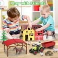 thumbnail image 6 of LINXUXIE Farm Animal Set with Red Barn,Tractor,Trailer,Horse Stable,Grain Bins,Fence and Farm Accessories,Birthday Gifts for Kids 3-5 5-8 8-12 Year Old, 6 of 7