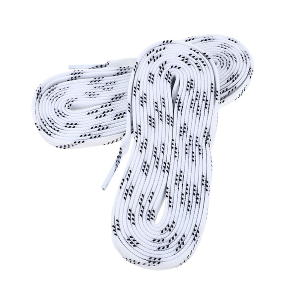 KONTONTY White Flat Waxed Polyester Shoelaces for Ice Skates Elasticity 1Pair