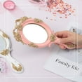 thumbnail image 5 of Makeup Hand Mirror Vintage Travel Hand Held Mirror, Blue Rose Cosmetic Mirror With Handle For Girls Resin Material Round Handheld Mirror - Pink, 5 of 6