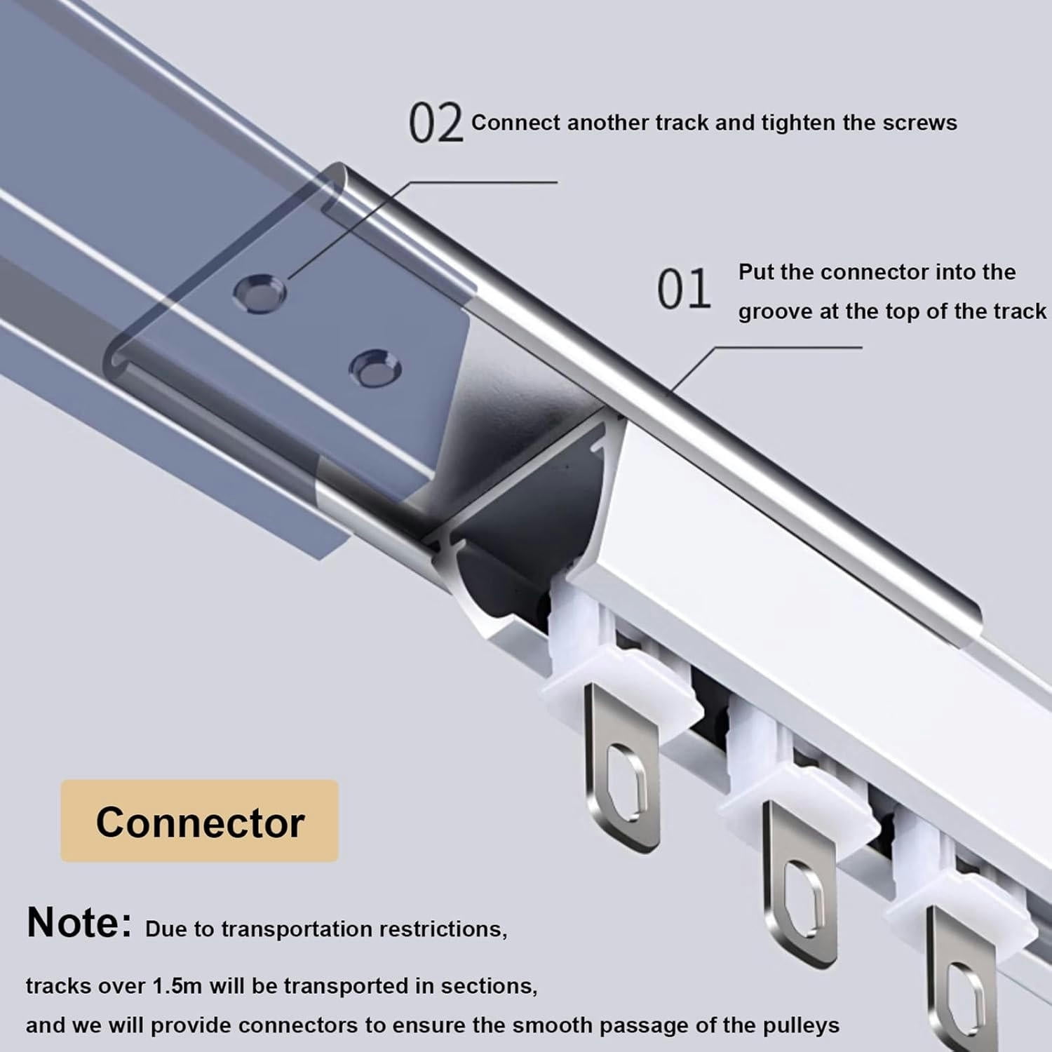 GXCZ Heavy Duty Curtain Double Rods For Windows, Room Divider Curtain Conjoined Double Tracks Ceiling Or Wall Mounting, For Office Home(White-ceiling,320cm/3 * 107cm)
