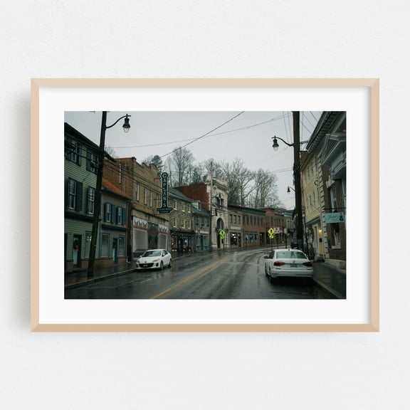 Main Street, Ellicott City 01 - Ellicott City Maryland Photography Oak Framed Wall Art Print 12 x 18 inches